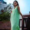 Sleeveless Aqua Green Gandoura with Berber Embroidery