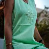 Sleeveless Aqua Green Gandoura with Berber Embroidery