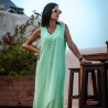 Sleeveless Aqua Green Gandoura with Berber Embroidery