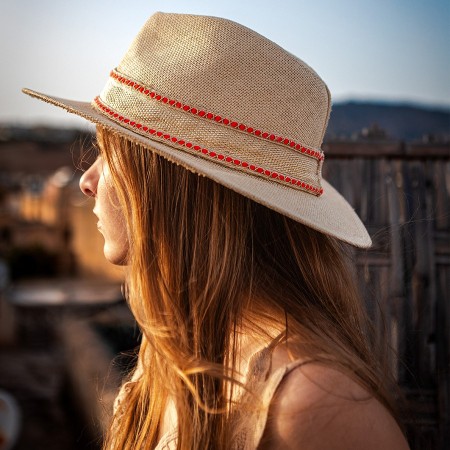 Chapeau en Paille Blanc Cassé