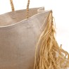 Canvas Bag with Raffia Details