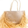 Canvas Bag with Raffia Details