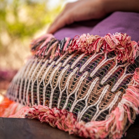 Artisanal Mauve Bag with Colorful Details