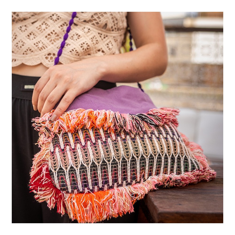 Artisanal Mauve Bag with Colorful Details