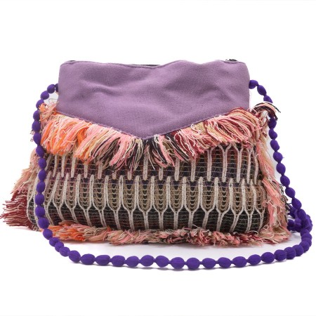 Artisanal Mauve Bag with Colorful Details