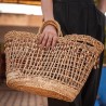 Panier de Plage en Doum avec Détails en Perles