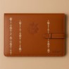 Elegant document holder with embroidered designs