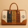 Camel leather travel bag with African patterns