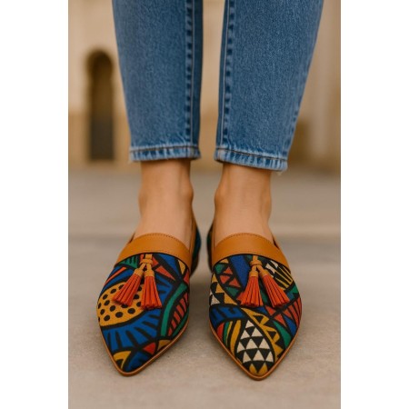 Babouche stylée en tissu africain