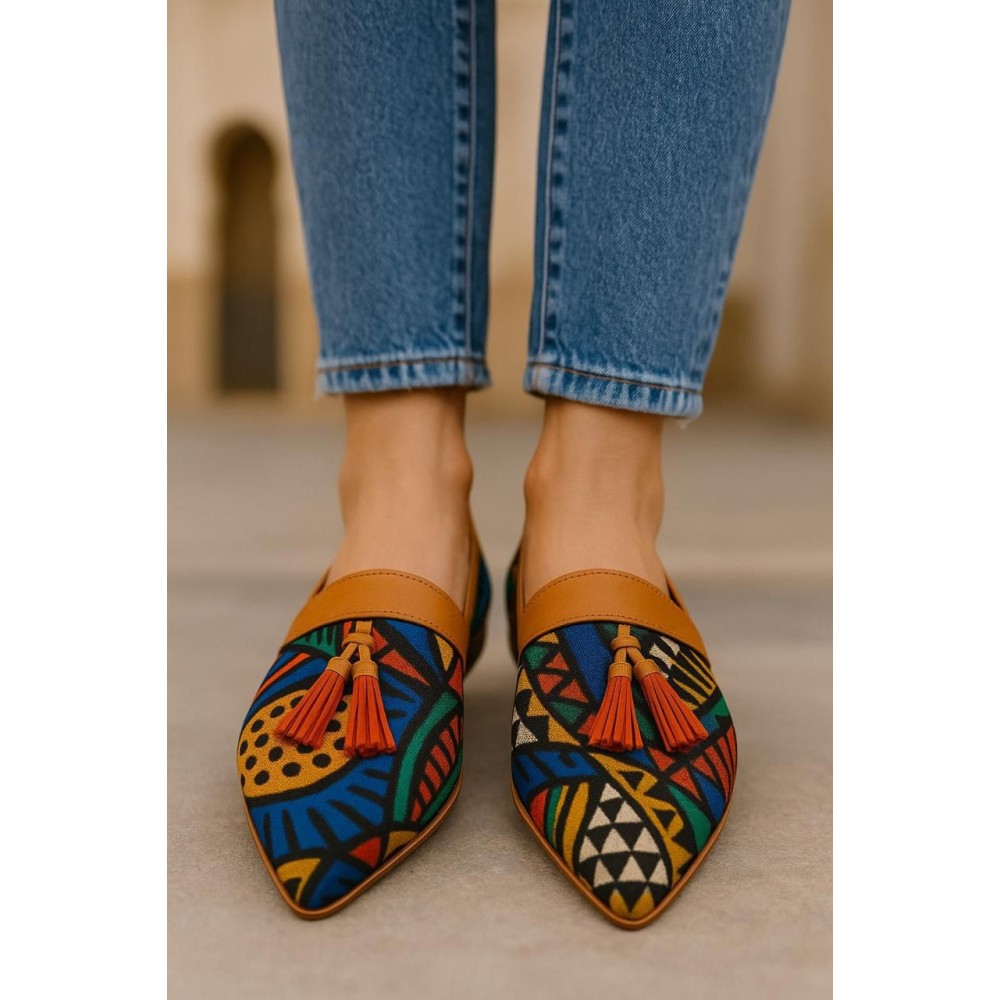 Babouche stylée en tissu africain