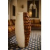 Large pottery vase with leather details