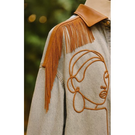 Stylish denim shirt with leather details