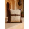 Beige canvas cushion with diamond pattern